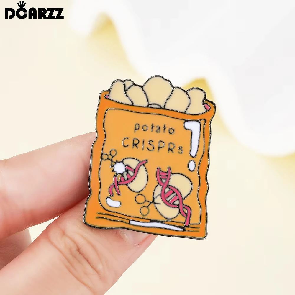 DCARZZ Creative Potato Chips and DNA Enamel Brooch Medical Nutrition Genetics Jewelry Backpack Lapel Pin Badge Accessories