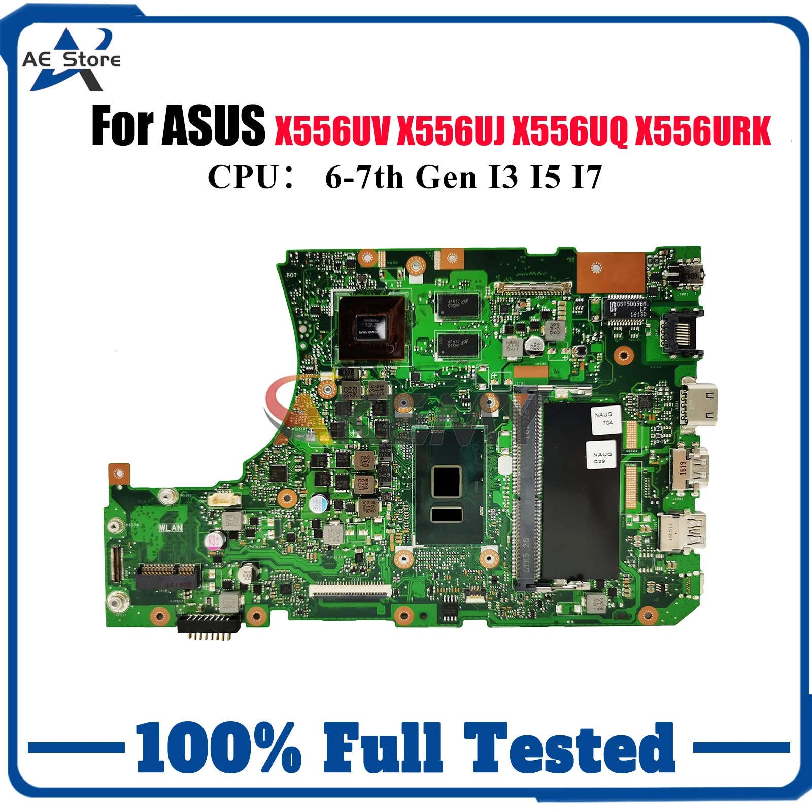 

X556UV Laptop Motherboard For ASUS X556UJ R558U X556UF FL5900U X556U X556UQ VM591U X556URK X556UQK Mainboard With I3 I5 I7 CPU