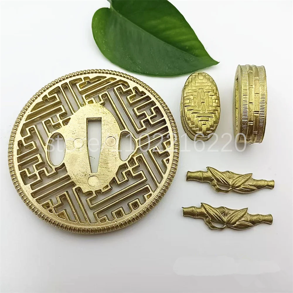 Very Beautiful Copper Brass Handguard Tsuba Guard Kashira Fuchi Menuki For Japanese Real Japan Samurai Katana Sword Fittings New