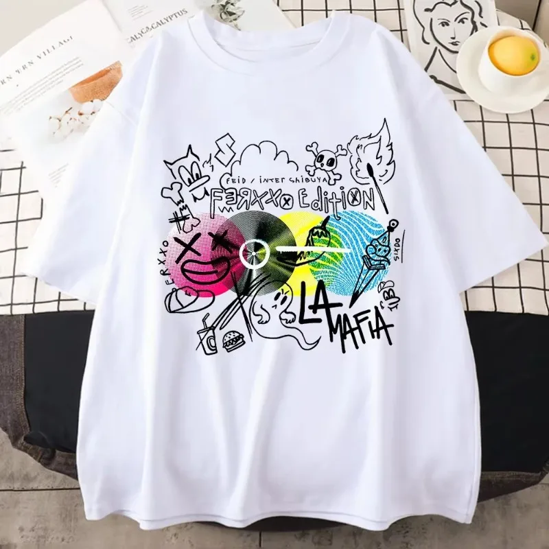 Camisetas divertidas de dibujos animados Ferxxoo Feid, sudadera gráfica Retro para hombres/mujeres, Camiseta de algodón Vintage de verano, camisetas Unisex, camisetas clásicas