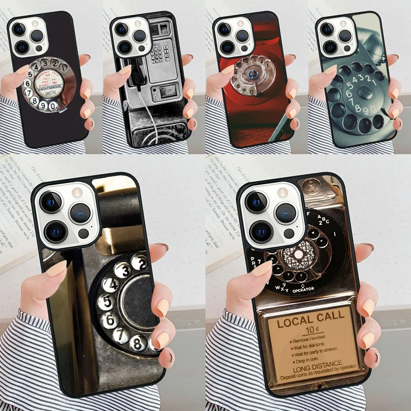 Retro rotary dial telephone Phone Case for iPhone 16 15 SE2020 6 7 8 Plus for Apple 13 11 12 14 Mini Pro Max Cover coque