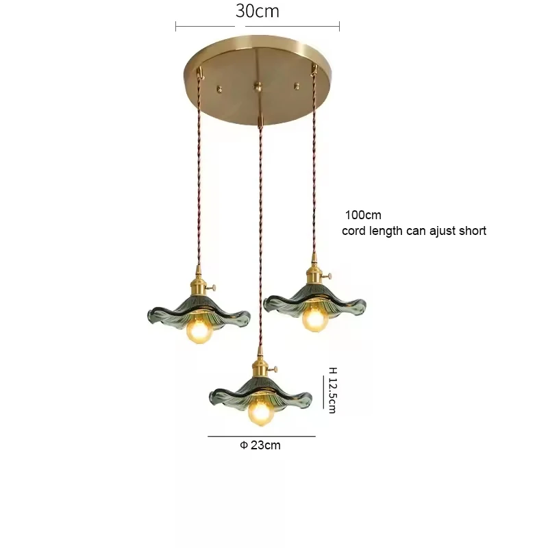 Home Eenvoudige LED Hanger Licht Armatuur Slaapkamer Woonkamer Bar Kleurrijk Glas Koperen Hangende Lamp Licht Edison Plafond Kroonluchter plafondlamp hanglamp led verlichting hanglamp woonkamer