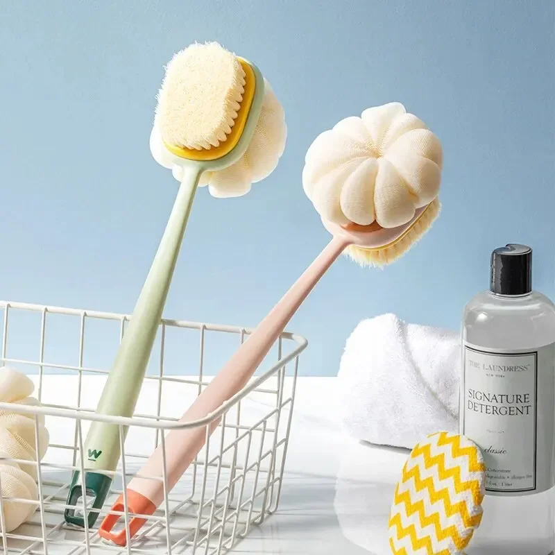 Detachable Double-sided bath scrub Bath brush Long handle soft bristle bath brush bath towel bath ball Powerful back scrub brus