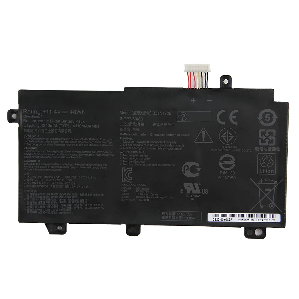 Replacement Battery B31N1726 For Asus FX504G FX505G FX80G FX80GE FX86 FX86FE FX86FM FX95G GD8750 4110mAh High Quality Batteries