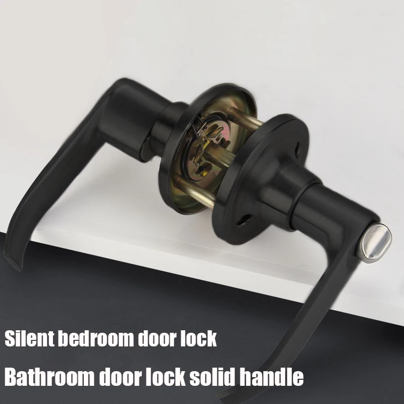 

Дверной замок с тремя ручками, черный бесшумный замок из цинкового сплава, толщина 25-45 мм, 45-65 мм, с ключом