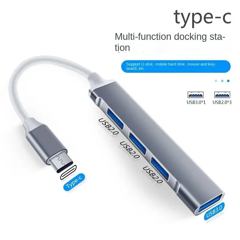 1/2/3/4pcs 4 Port USB 3.0 Hub Multiport OTG Type C Splitter Stable High Speed USB&Type-C Adapter For PC Computer Accessories PC