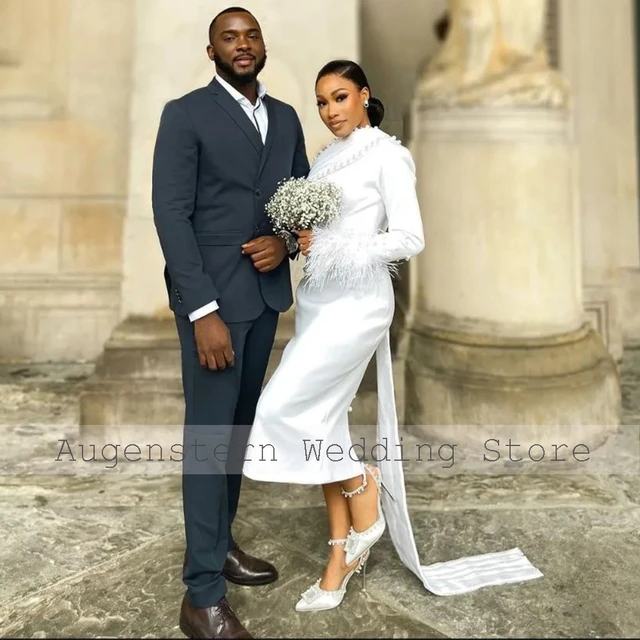 Long sleeve civil wedding dress hot sale