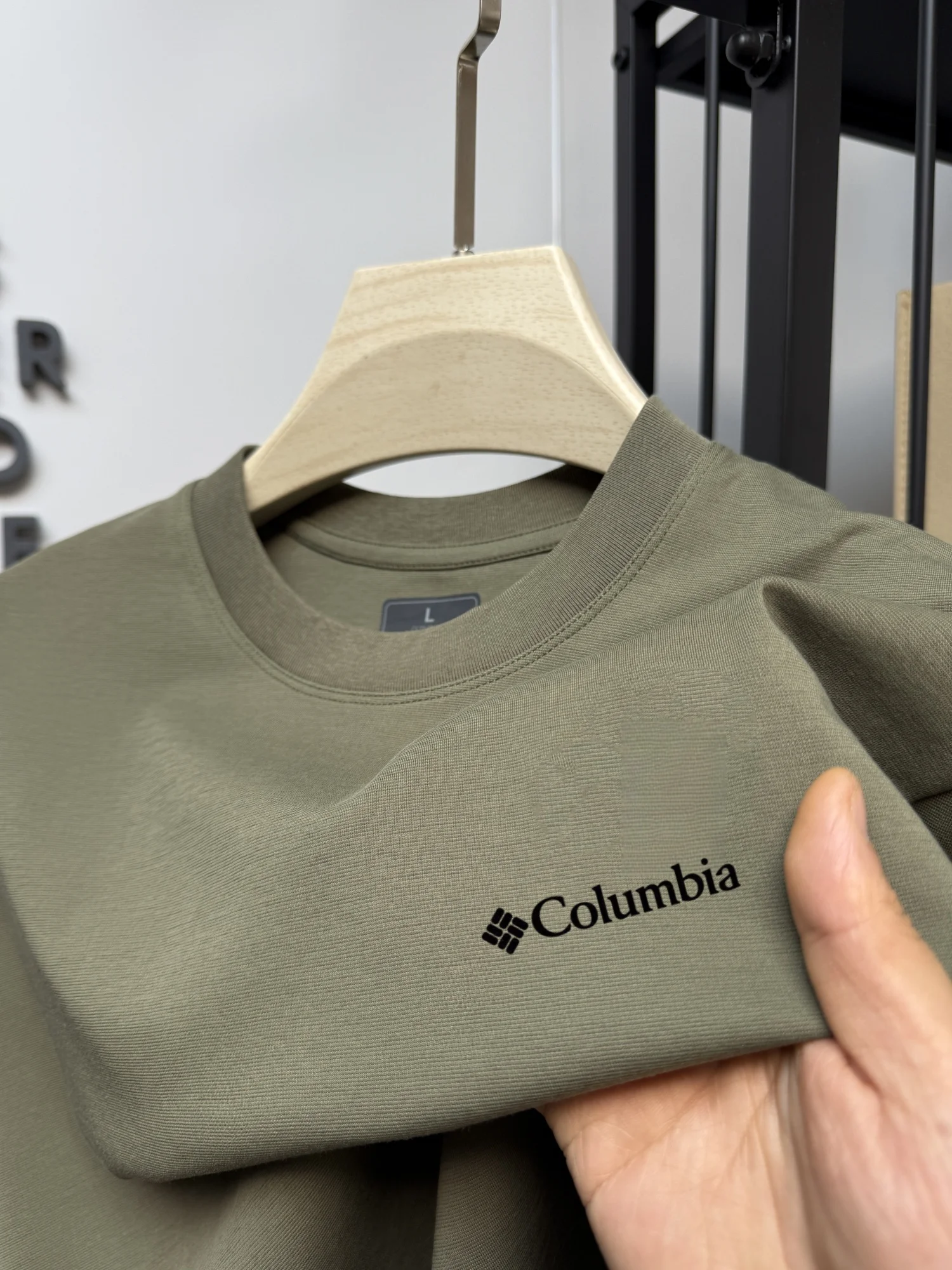 Summer Men Solid Color Columbia Print T-Shirt Elastic Cotton Round Neck Short Sleeve Casual Daily Outdoor Sports Male Tees