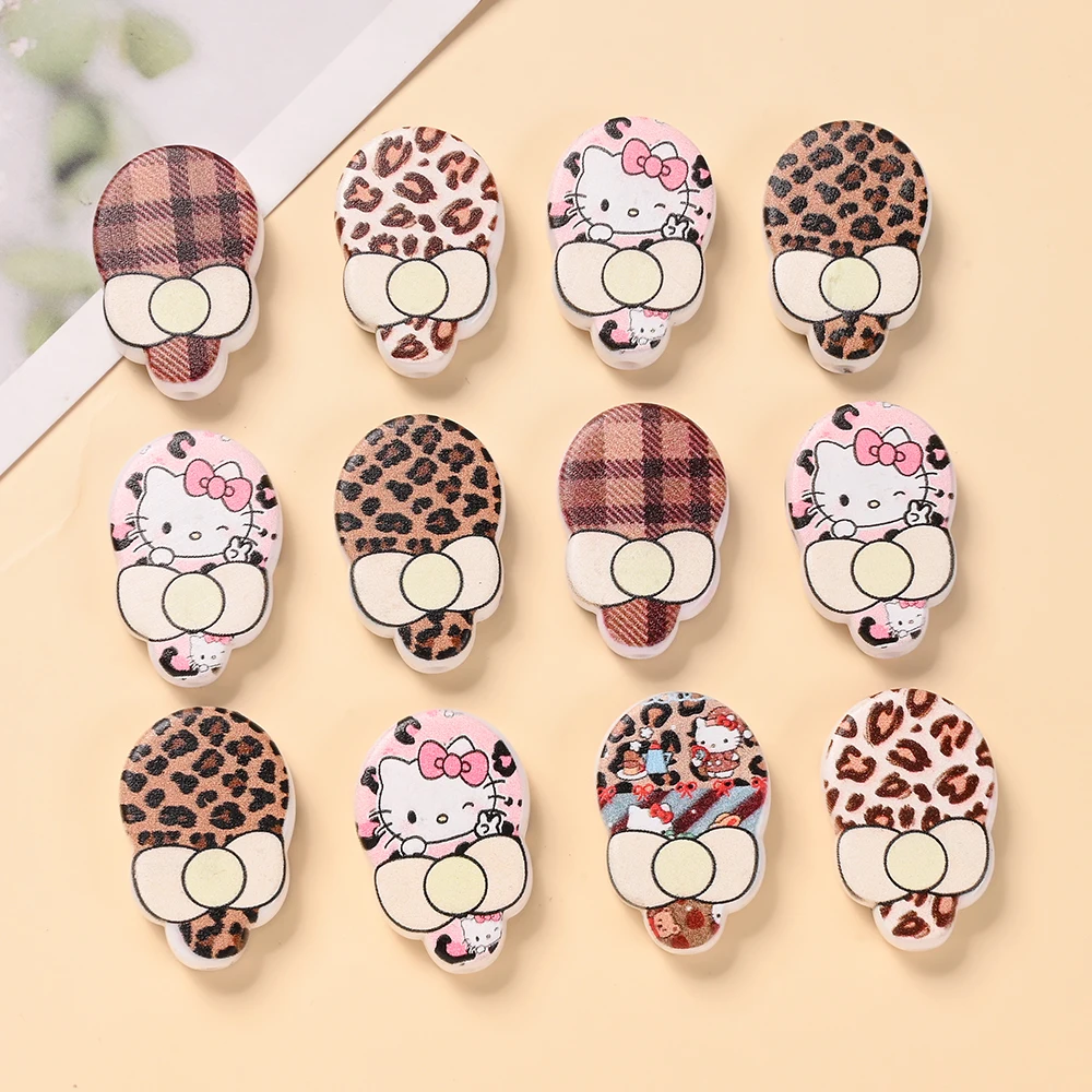 

30Pcs Acrylic Ice Cream Shaped Bead Sanrio Print Focus Beads for DIY Baby Bib Necklace Accessories Pacifier Chains Making