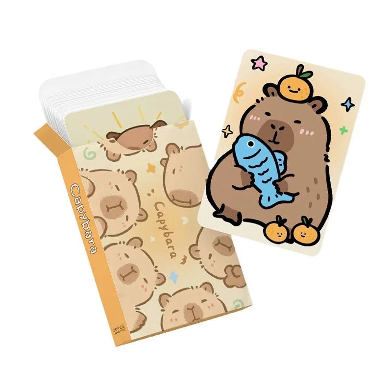 30pcs Cartoon Animal Capybara Double Sided Printing Card Cartoon Lomo Cards HD Photocard Kids Gift Collection Cards