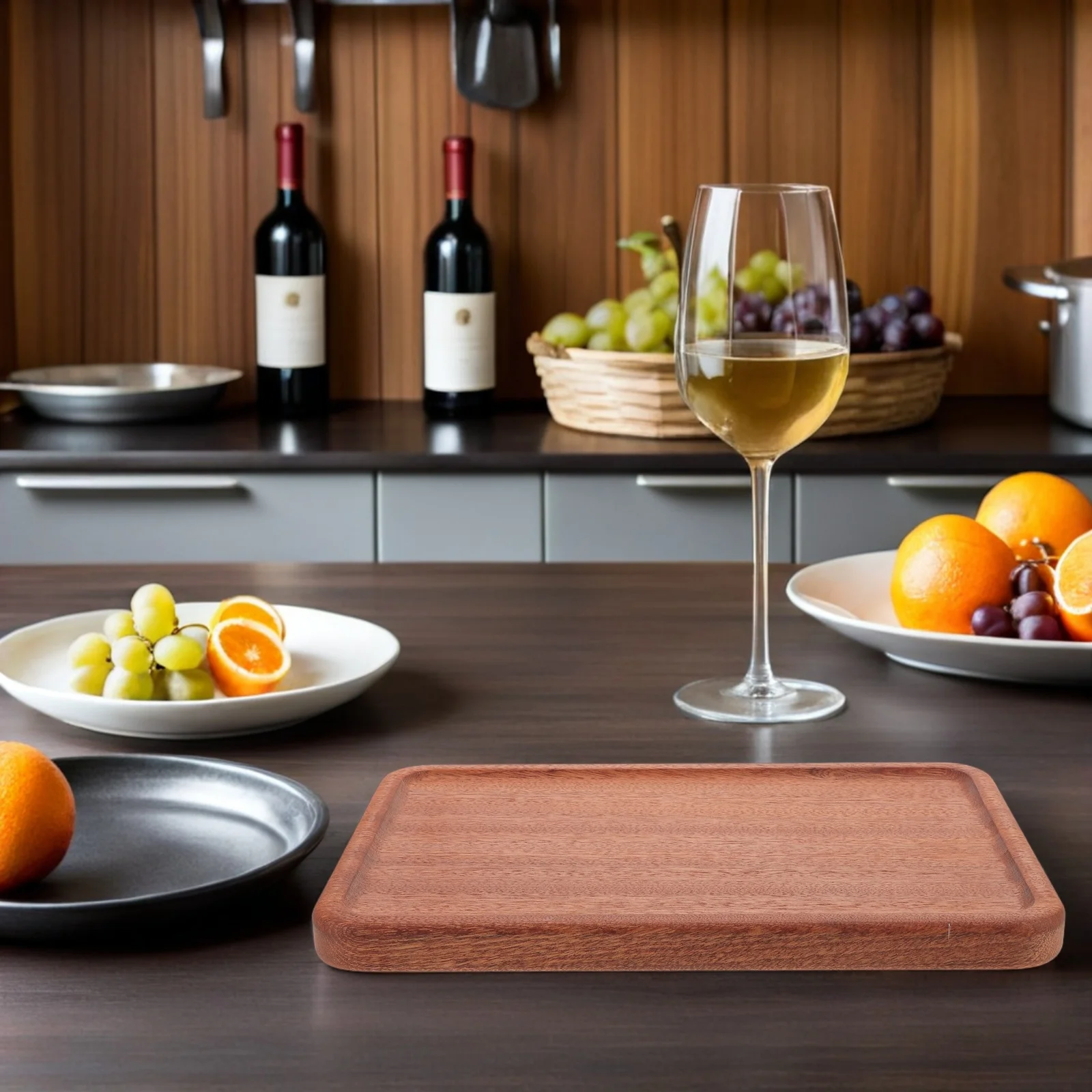 لوح فحم خشبي مستطيل صينية تقديم من الخشب الصلب الطبيعي طبق الجبن كعكة المقبلات وجبة خفيفة طبق فاكهة المطبخ