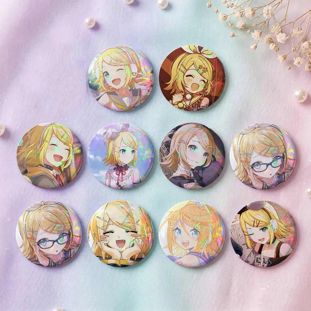 Kagamine Rin Anime Figure Badges 25 32 44 58 75 Mm Round Cosplay Pin Bag Decor Fans Collect Friends Gifts Brooch Souvenir