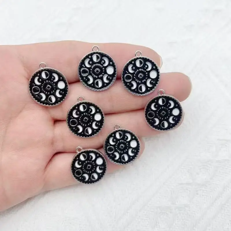 10pcs Moon Star Moon Phase Pendant DIY Handmade Accessories Alloy Keychain Pendant Necklace Earrings Pendant image 2