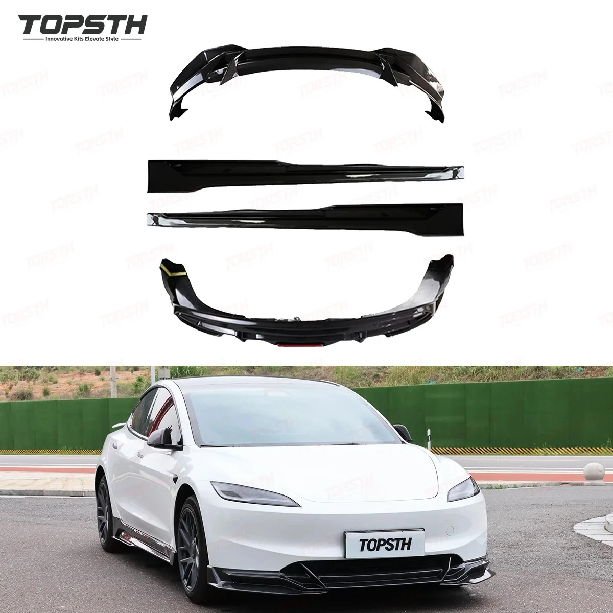 

2024+ Tesla Model 3 Accessories High Quality PP TB Style Body Kit New Bumper Auto Protection Plastic Parts Premium Model 3