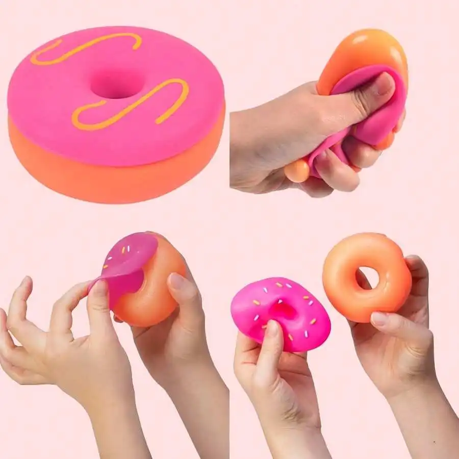Squeezy Donut Sensory Toys - Stress Relief Soft Silicone Toys - Multiple Colors - Suitable For Children, Teens, Girls, Classroom