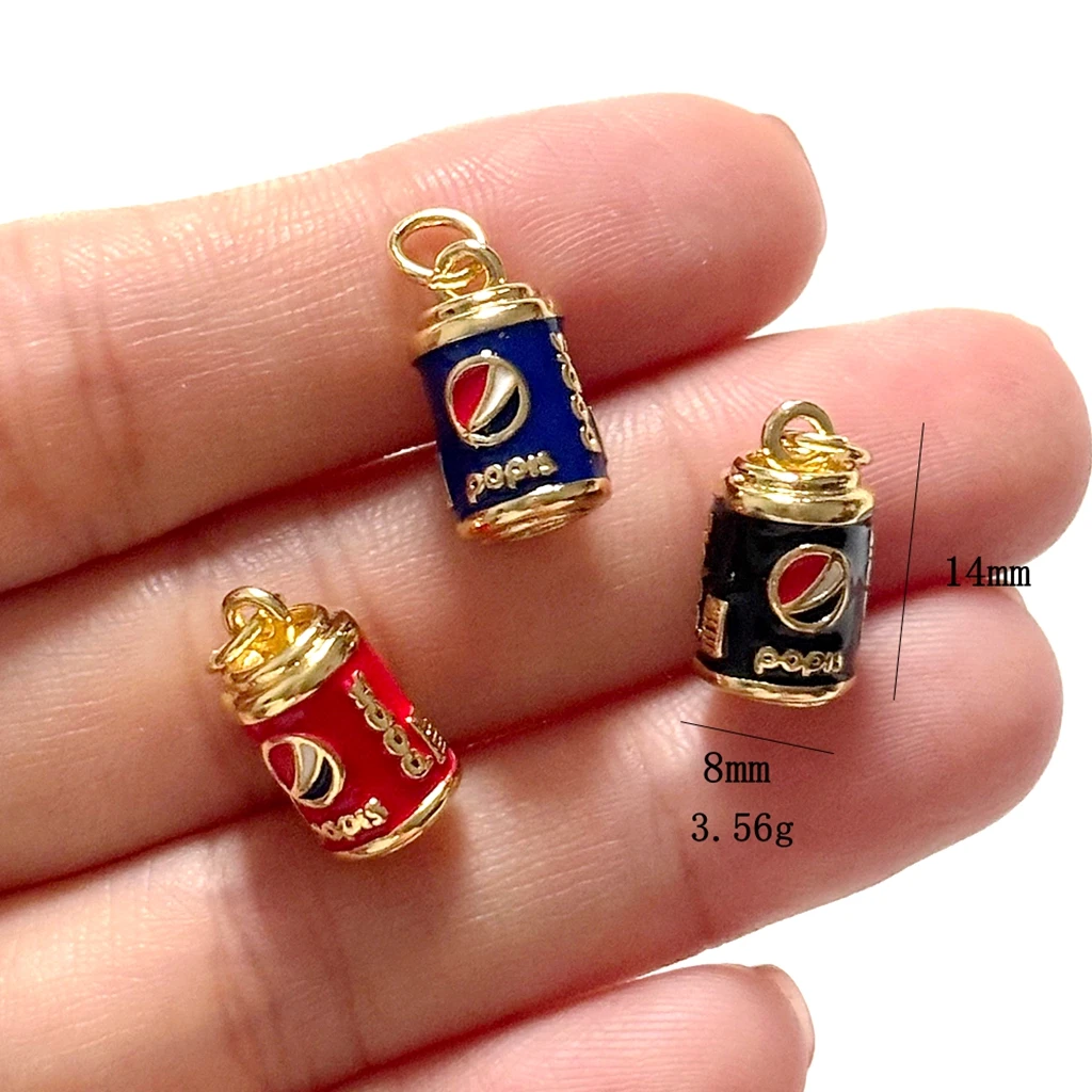 10Pcs/14*8mm Fashion Cola Bottle Pendants Wholesale Gold-plated Enamel Charm for Jewelry Making DIY Accessories