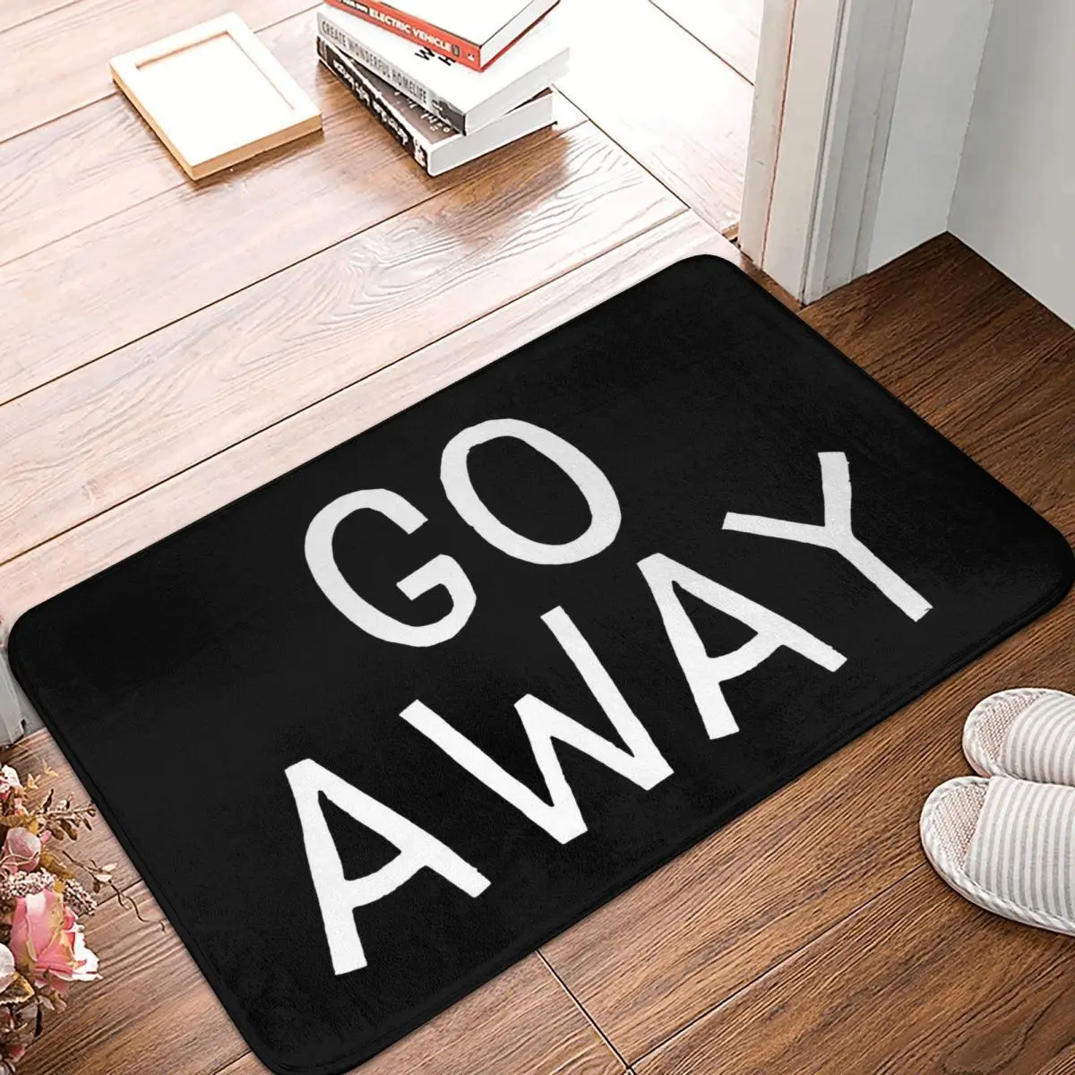 Go Away Fuuny Word Bath Mat White Letters Doormat Kitchen Carpet Entrance Door Rug Home Decoration