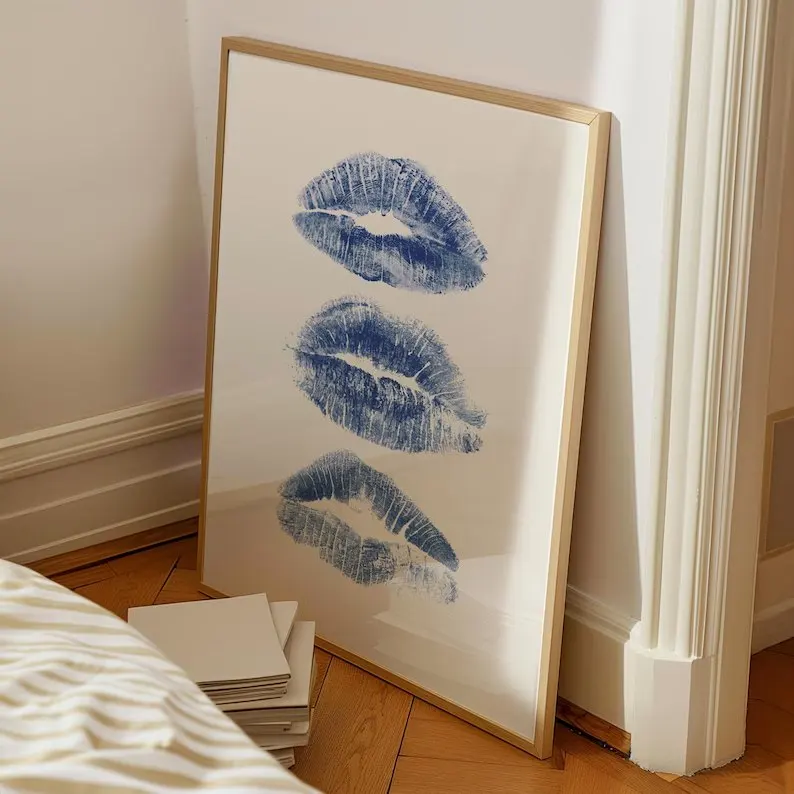 Modern Blue Cheetah 8 Ball Kiss Newspaper Digital Wall Art Prints Canvas Painting Poster Picture For Living Room Home Decor