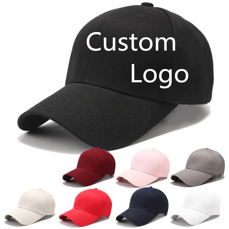 

100% cotton sports hat Adult men solid custom logo print embroidery hip hop snapback hats Women Men casual baseball cap gorros