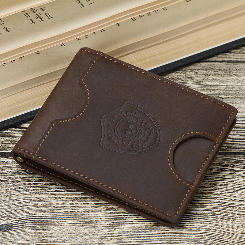 CONTACT'S men RFID Genuine Leather Card Wallet Slim Bifold  Money Clip Mini Purse Women Men Money Coin bag card holder pocket