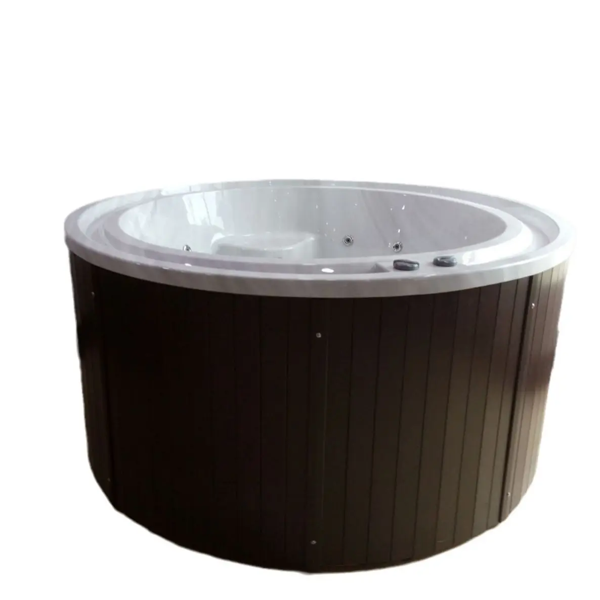 Jacuzzi redondo, bañera grande para exterior, color madera acrílica
