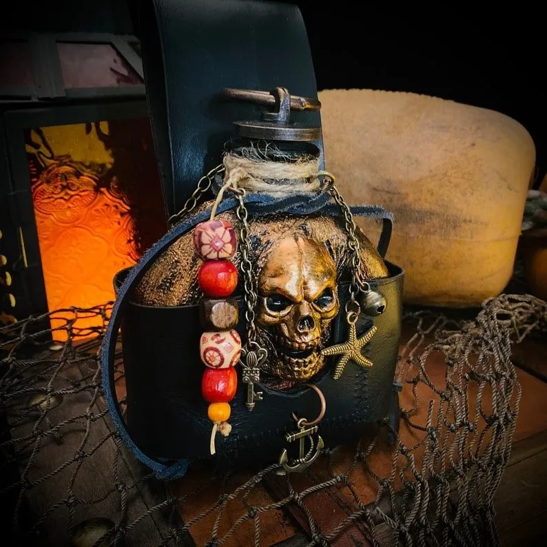 Creative Halloween Terror Skeleton Wine Bottle Pirate Rum Personalized Liquor Container Resin Decoration Ornament Nordic Style