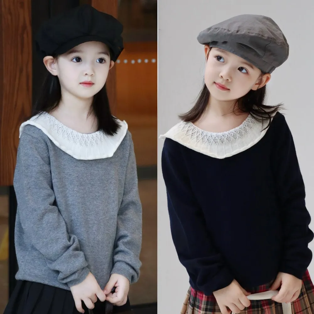 fall clothes kids girls clothes cotton and wool sweater College style warm and soft knitted pullover baby sweaters