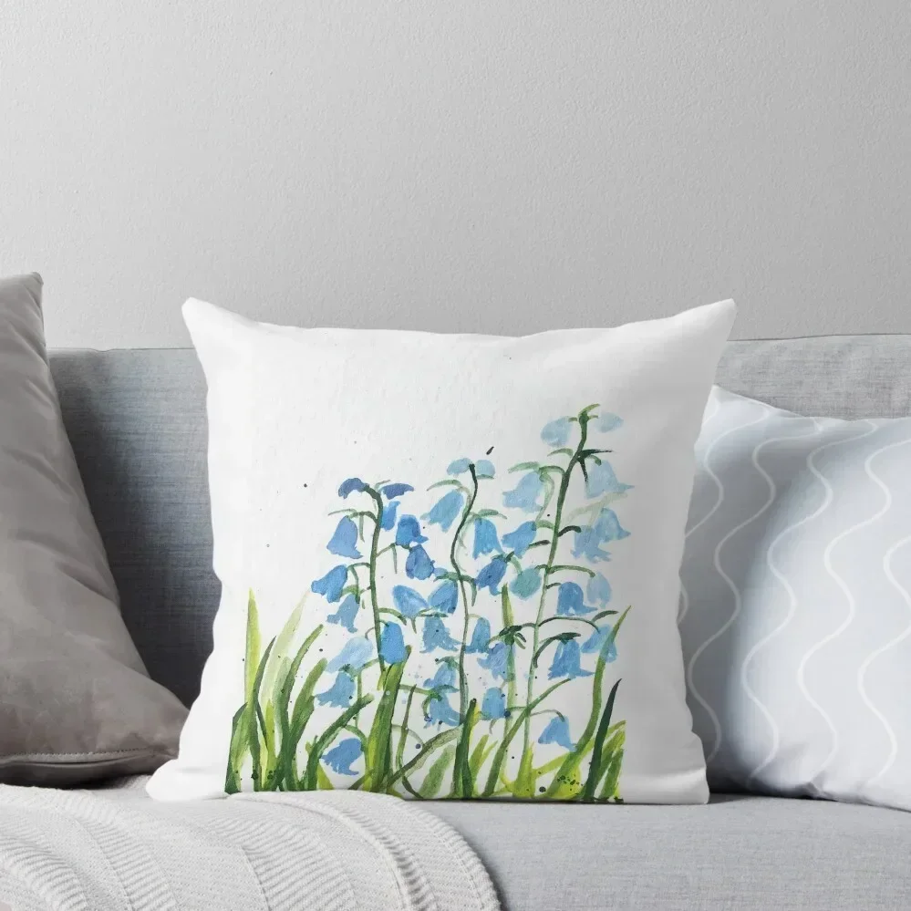 

Bluebells flowers watercolour painting Throw Pillow New year Cushion Cover Set autumn decoration luxury decor pillow