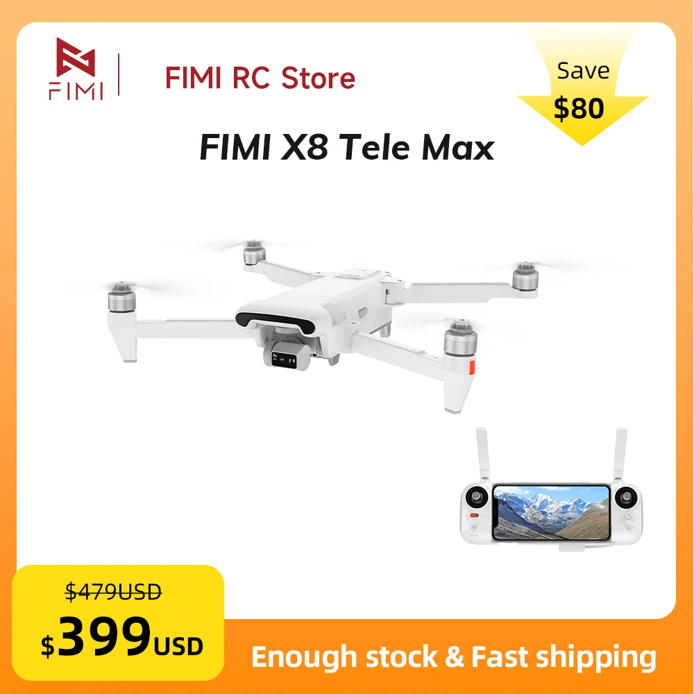 FIMI X8 Tele Max Camera New Drone 4K 60fps 5.0 Roklink 20km Range 3-axis Gimbal GPS AI Super Night Video Dual Cameras