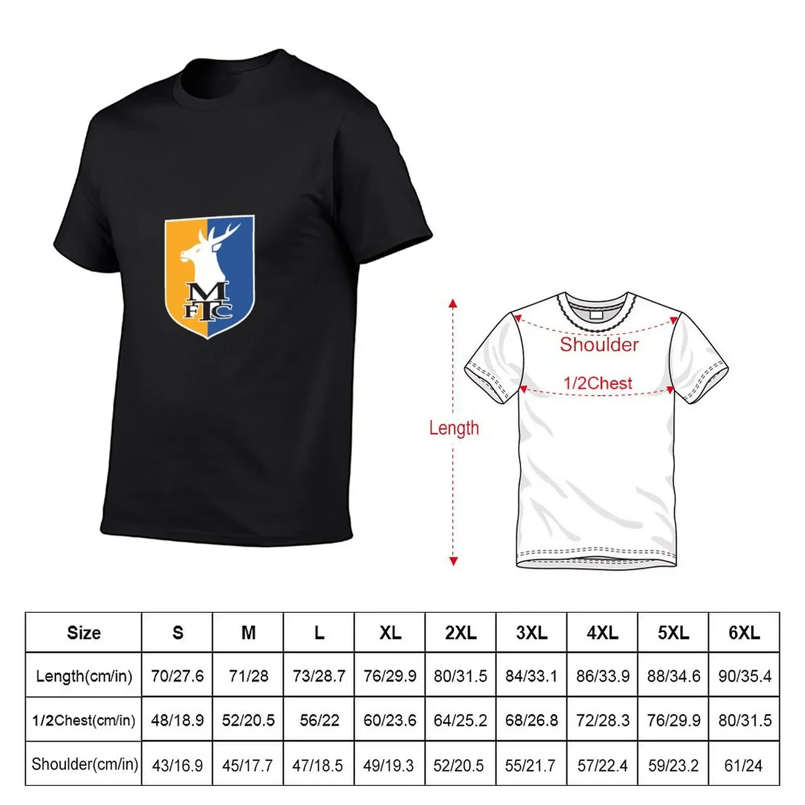 Mansfield Town Badge T-Shirt quick-drying summer tops custom t shirt sweat t shirt for men