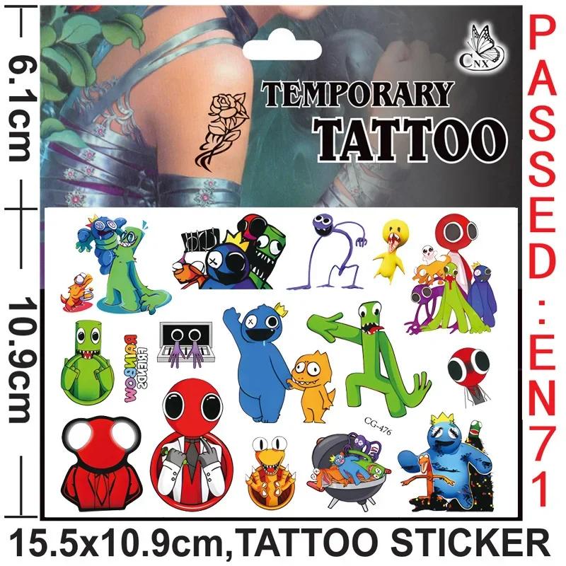 Autocollants de tatouage imperméables pour amis arc-en-ciel, autocollant Roblox mignon Anime, fournitures de fête d\'anniversaire, décoration de