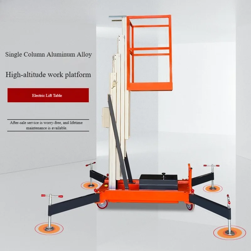 

Electric Hydraulic Aerial Work Platform Single Mast Aluminum Alloy Lift For Indoor Industrial Applications
