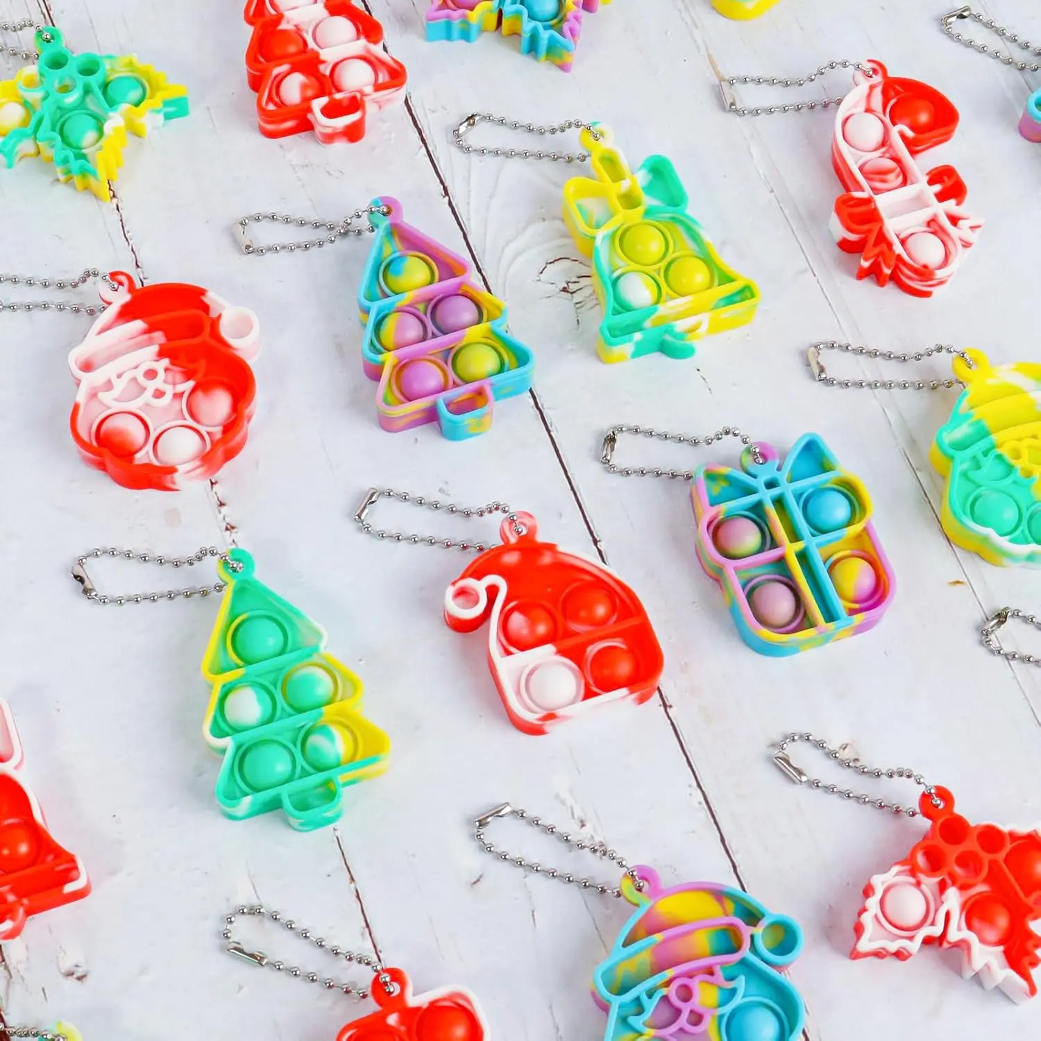 Mini portachiavi Pop Fidget Toys per bambini, regali per bomboniere natalizie