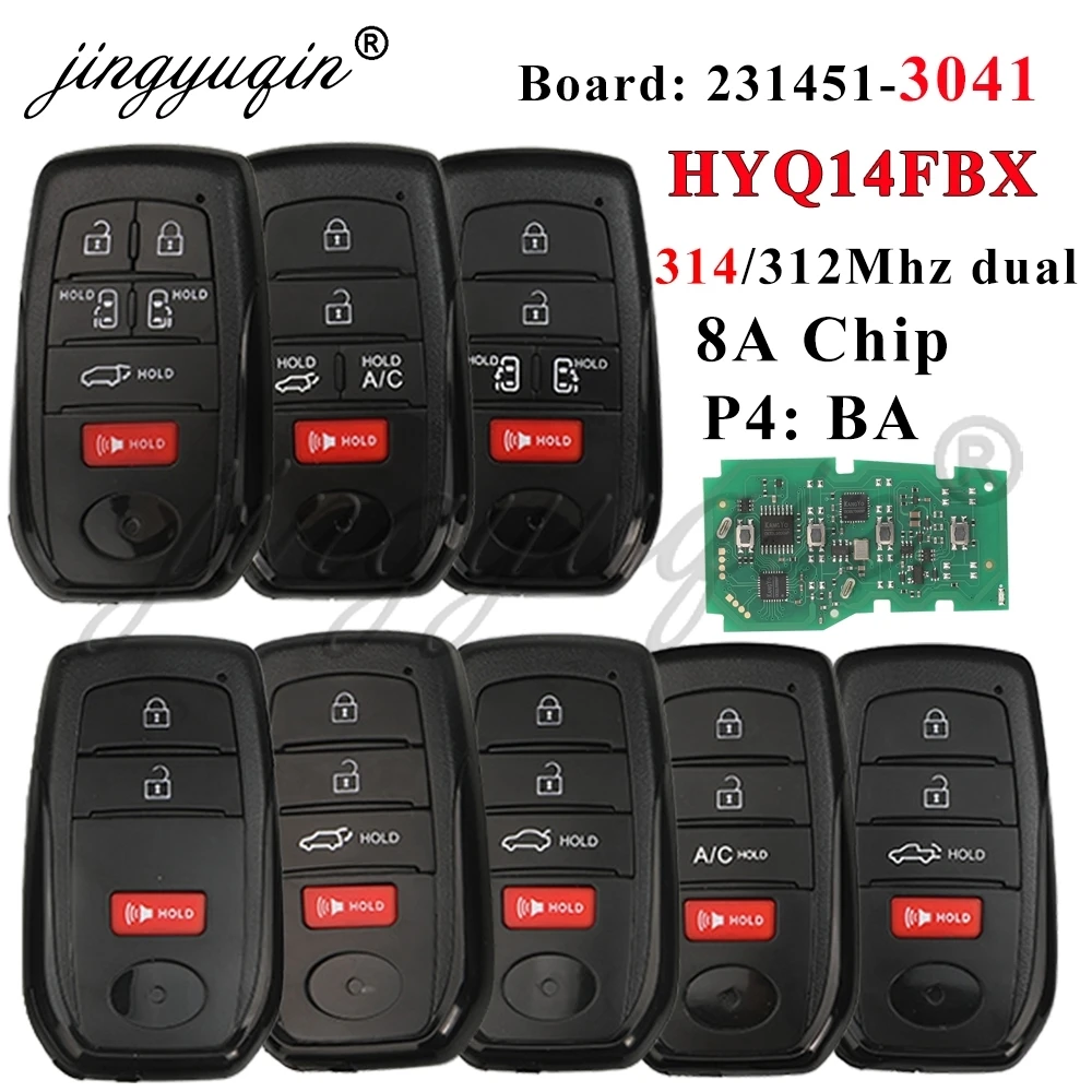314Mhz 8A Chip Smart Remote Car Key 231451-3041 HYQ14FBX For Toyota Sequoia Sienna Tundra Venza Crown Highlander Prius RAV4 BZ4X