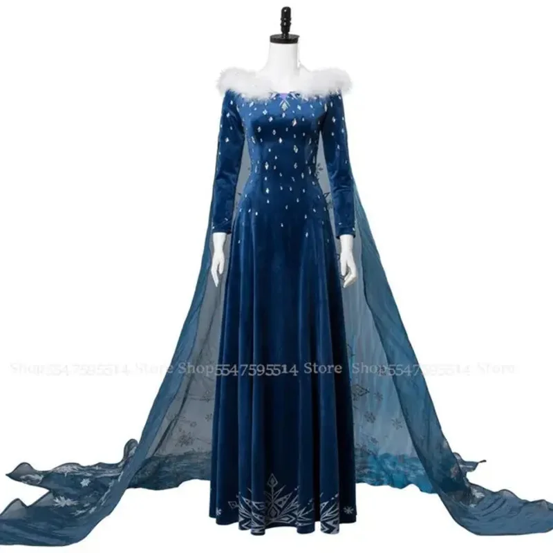 2025 New Ice Winter Queen Anime Princess Cosplay Costume Elsa Blue Fantasia Suit Halloween Party Women Girl Ball Dress up ly99