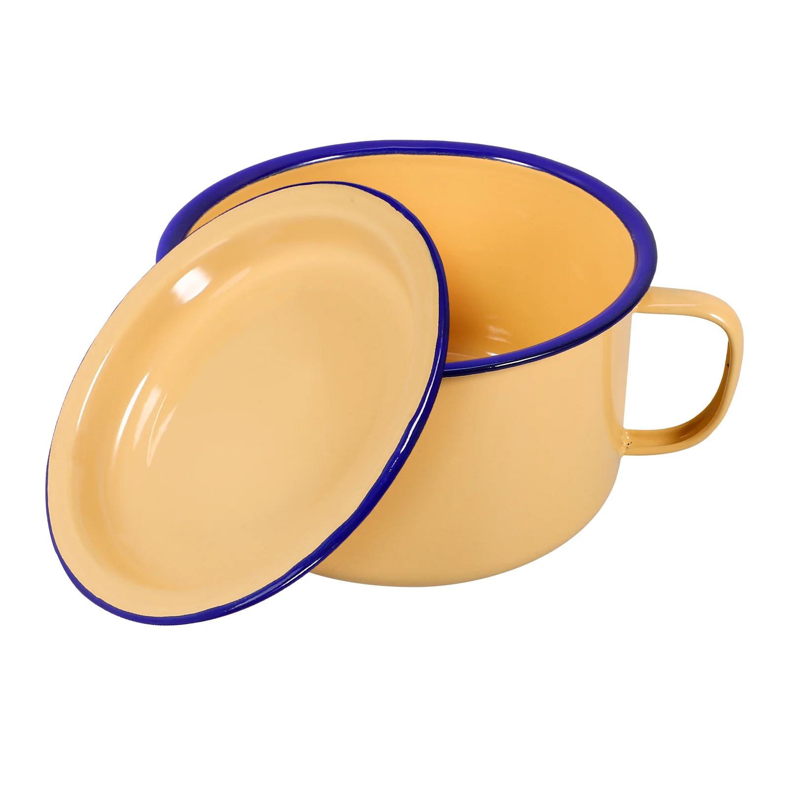 

Enameled Bowl with Lid Ramen Noodle Bowl Large Capacity Soup Container for Home Restaurant Use Retro Style Kitchen Dining