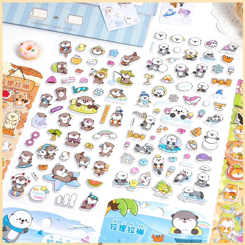 4 pcs/lot Kawaii Marmot Beaver Cartoon 3D Stickers Scrapbooking DIY Journal Stationery Sticker Cute Deco Aesthetic Art Supplies