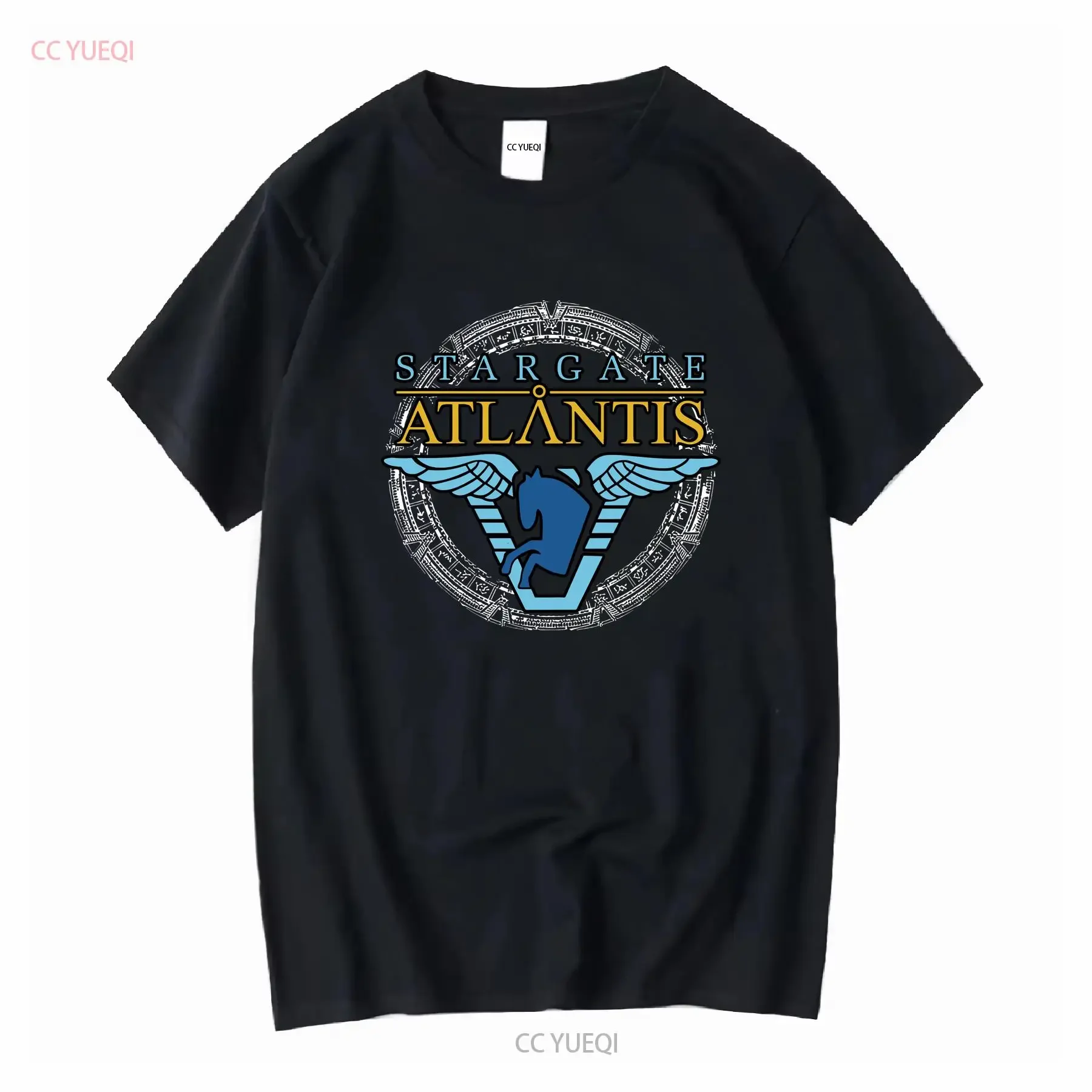 Stargate Atlantis Patch Movie Series Pegasus Badge T Shirt vintage Washed Casual graphic Breathable Top For Everyday Wear