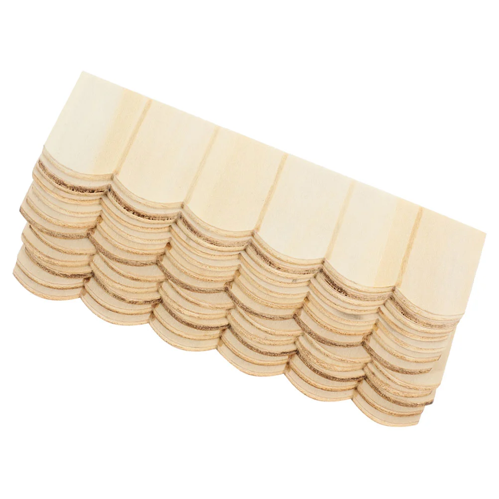 24 Pcs Dollhouse Tiles Tiny Miniature Furniture Roof Decor Dolls Supplies Birch Wood Prop Accessories