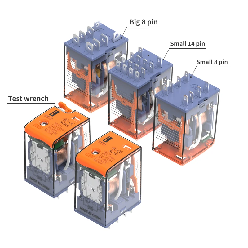 WINDOO Small Intermediate Electromagnetic Relay F18 HH54 MY AC DC 12 24 220V  Big 8 Feet Transparent