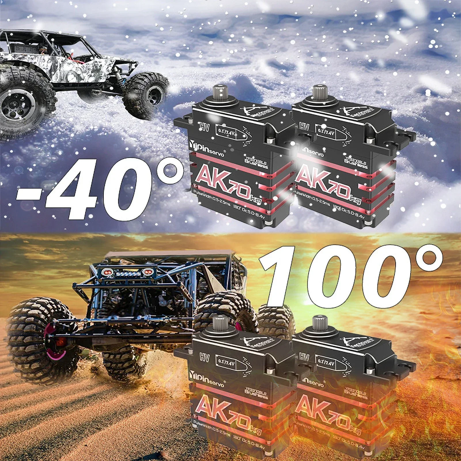 Servo digital sin escobillas profesional 70 kg de alto par 7,4 V IP68 resistente al agua con codificador magnético para vehículos RC y robótica