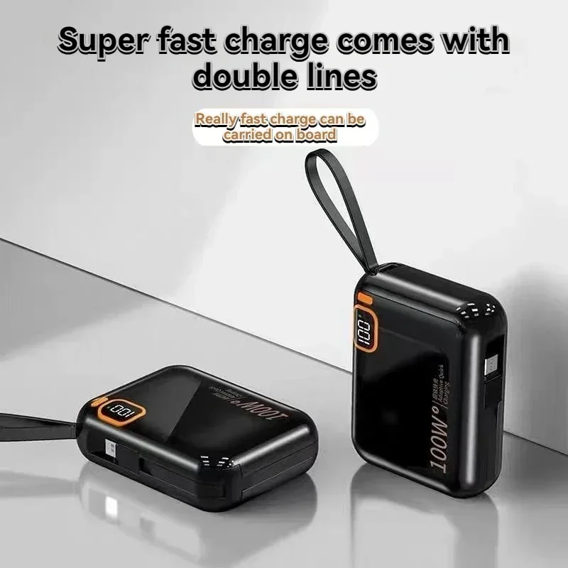 Portable Mini Power Bank, 66W, 20000mAh, Built-in Cable, PD20, Super Fast Charging, Compact, New