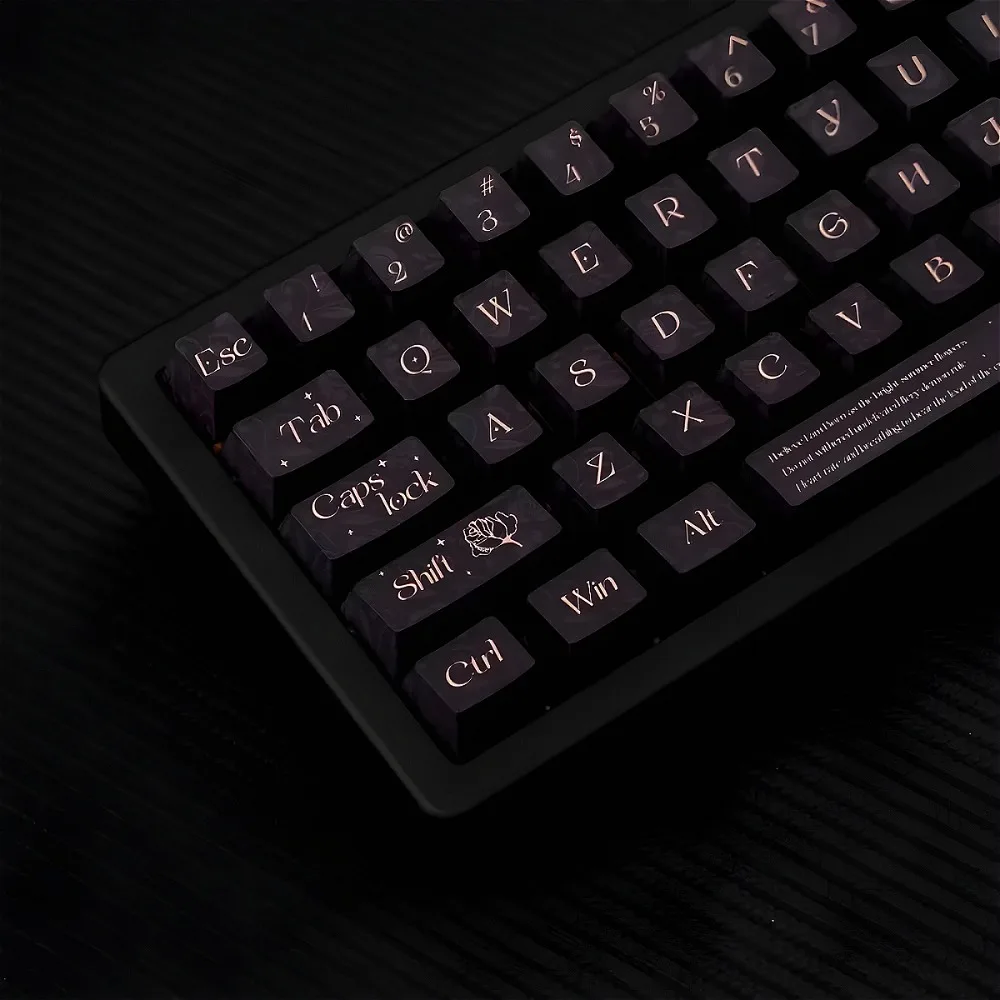 

Black Rose Theme, Keyboard Keycap Set PBT Cherry 139 Keys, Personality, Black Keycaps for 21/61/87/104/108 Mechanical Keyboards