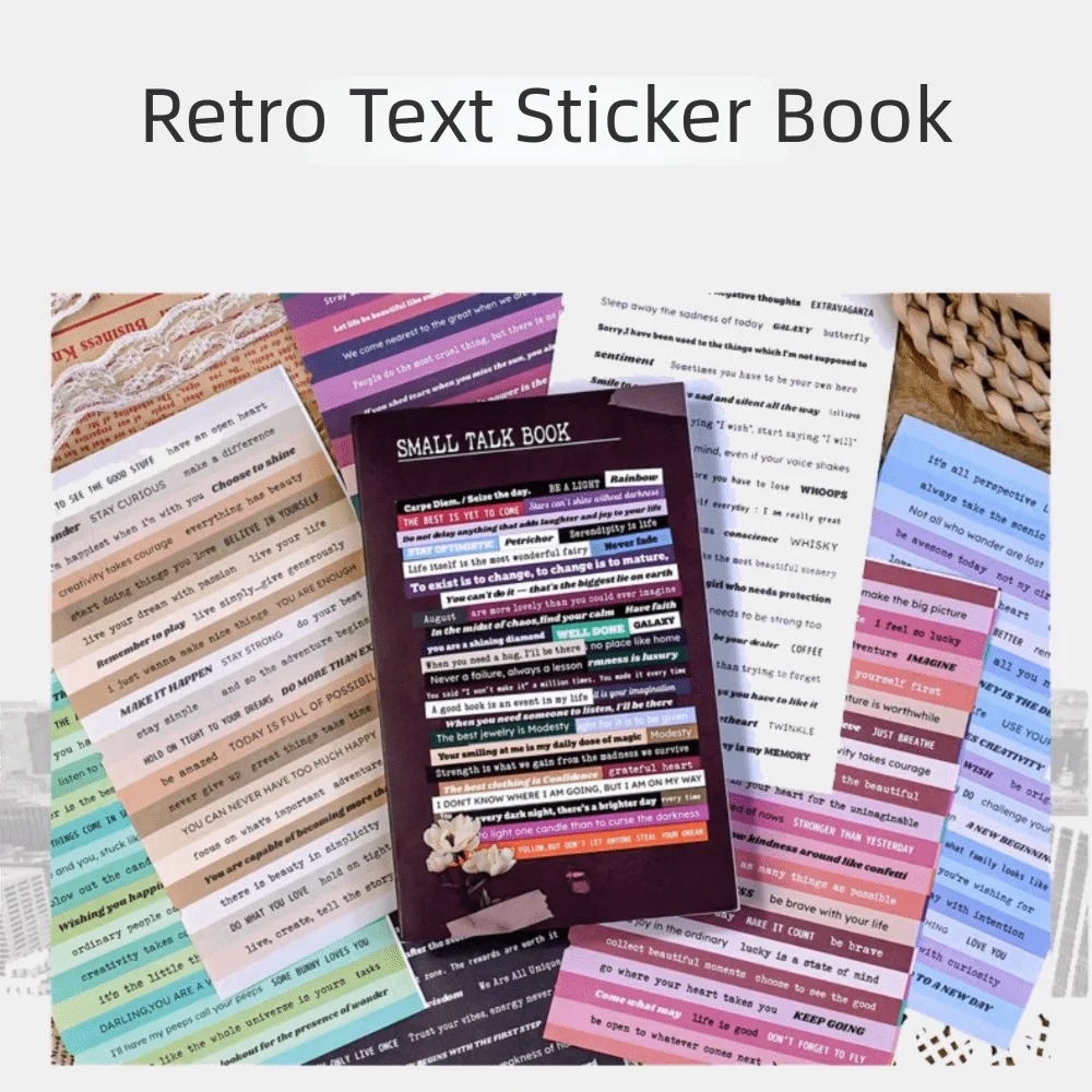 60Sheets Writing Paper Small Talk Stickers English Style DIY Crafts Vintage Journal Stickers Small Size Retro Text