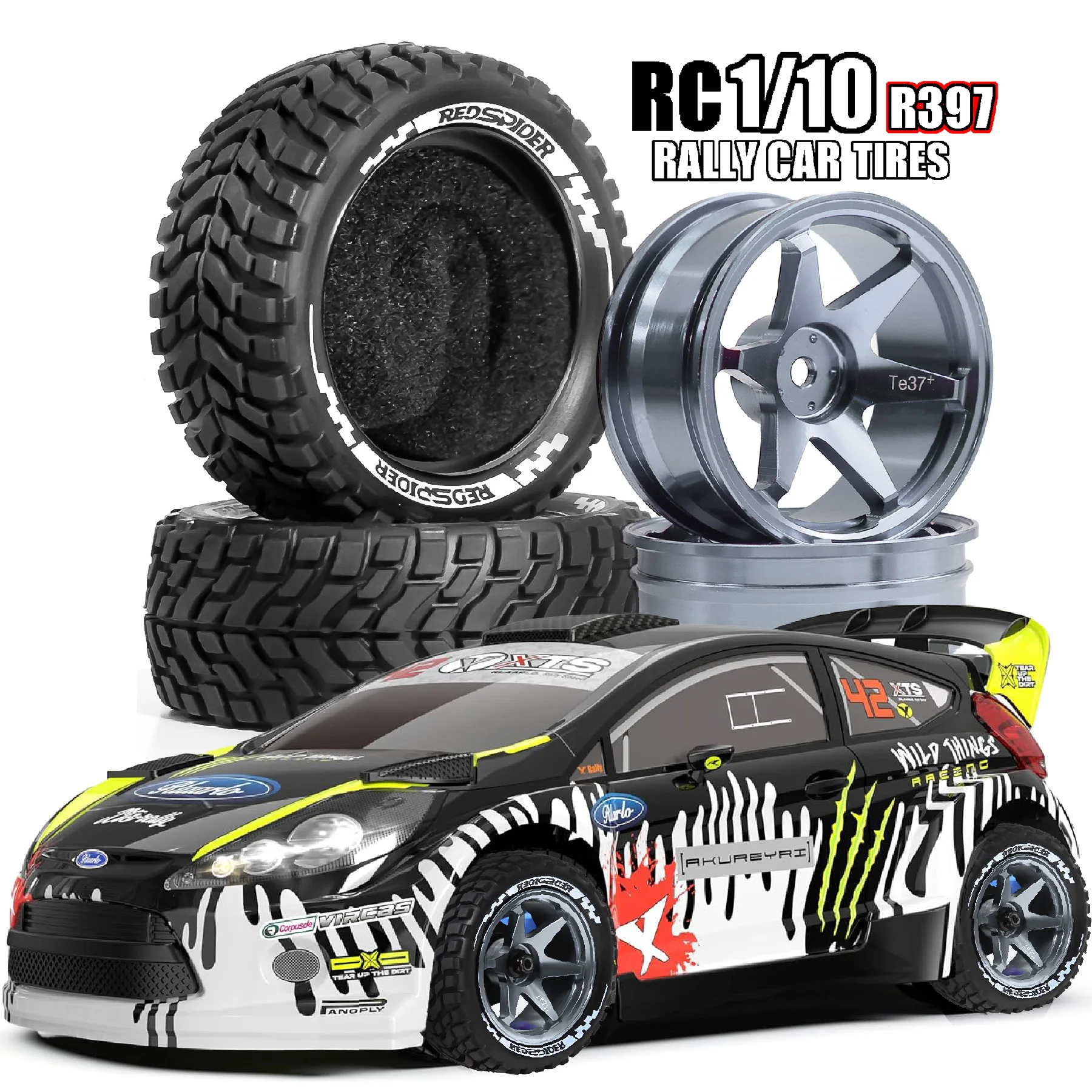 4 個 1/10 RC オンロードドリフトレーシングカーメタルホイールリムホイールハブタイヤタミヤ京商 HSP HPI サクラ Trxs 用