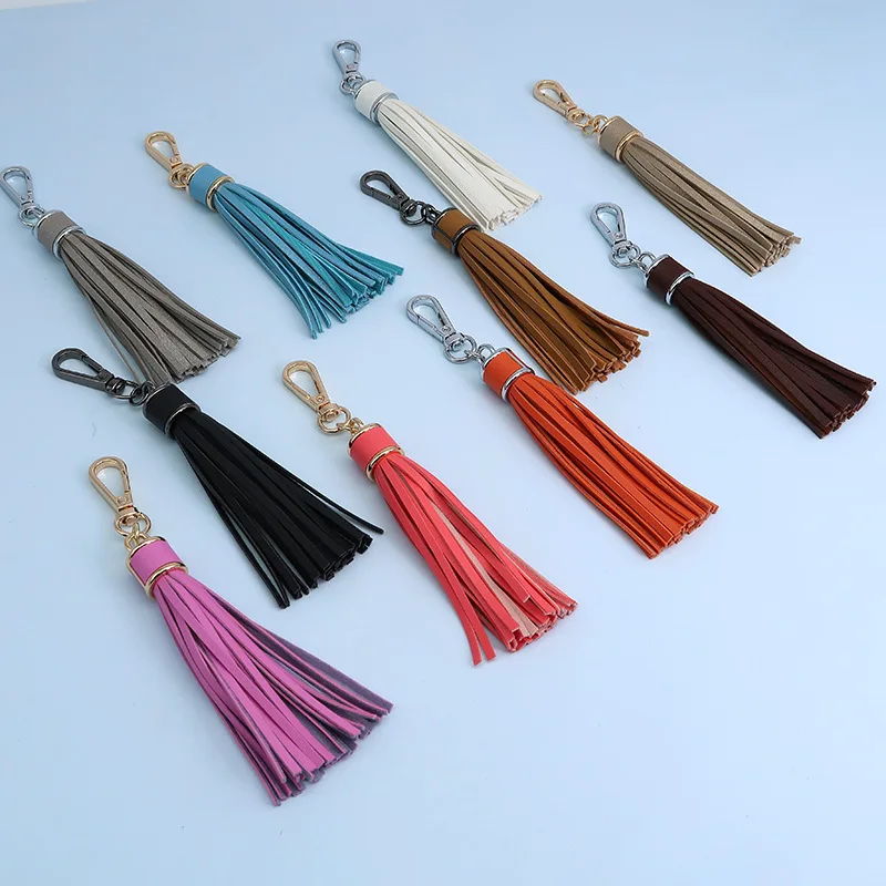 pu tassel keychain pendant DIY luggage accessories leather tassel bag car small pendant cute keychain