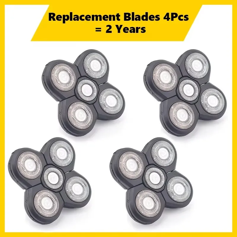 4PCS Replacement Shaver Head Electric Shaver 5D Independently 5 Cutter Floating Head Waterproof Stainless Steel Razor Blade