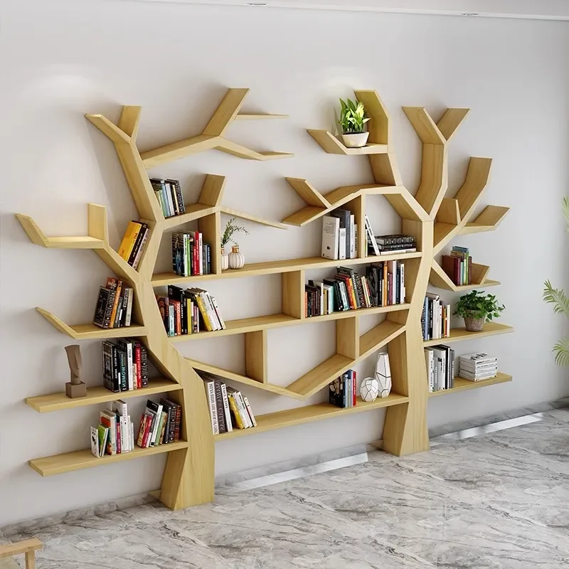 Simple Modern Solid Wood Tree Shaped Bookshelf Creative Heart Shape Multi Layer Assembly Reading Stand Office Display Rack