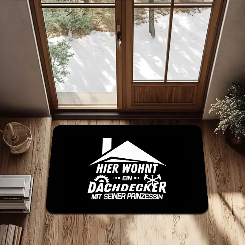 German Roofer Door Mat, Dachdecker Text & Roof Icon, Funny Occupation Welcome Rug, Non-slip Entrance Floor Mat, Home Decor