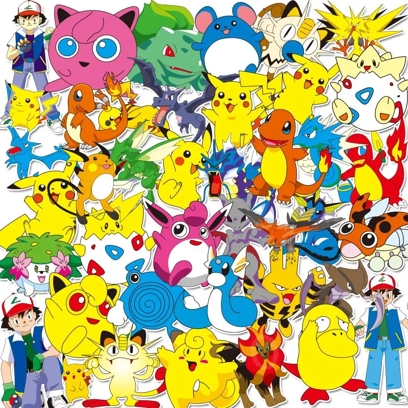 38pcs Pokemon Q Version Stickers Pikachu Anime Kawaii Graffiti Decoration Laptop Water Cup Suitcase Guitar Waterproof Stickers